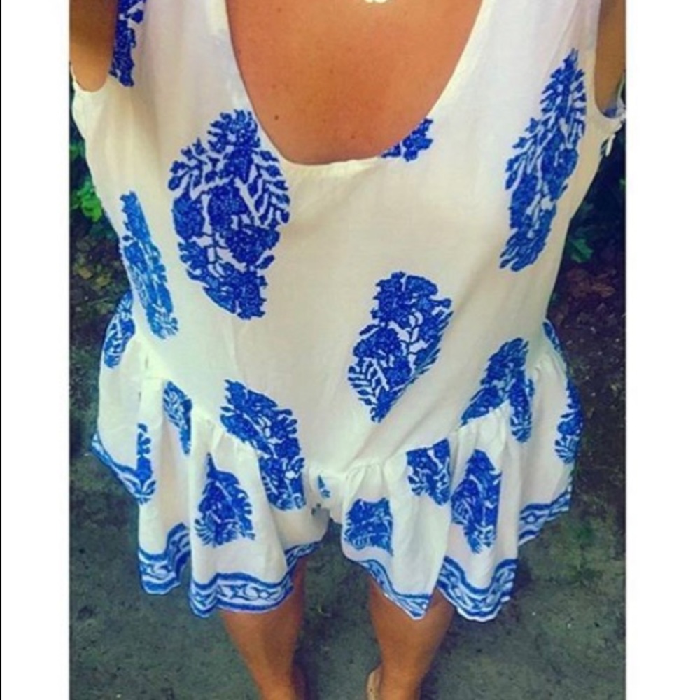 LF House of Three Blue and White Romper